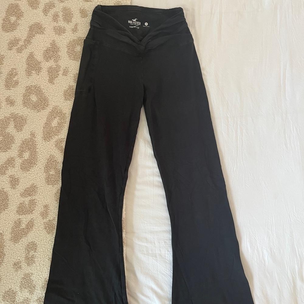 Black flared leggings